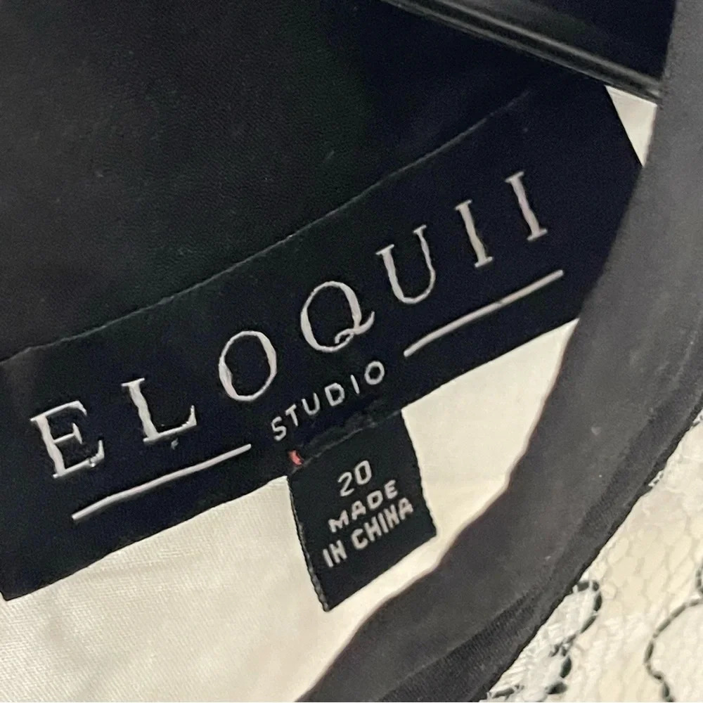 ELOQUII Studio Lace Blocked Dress With Piping White & Black Size 20 - Picture 5 of 5